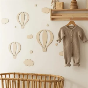 13-Piece Wooden Hot Air Balloon Wall Decor Set